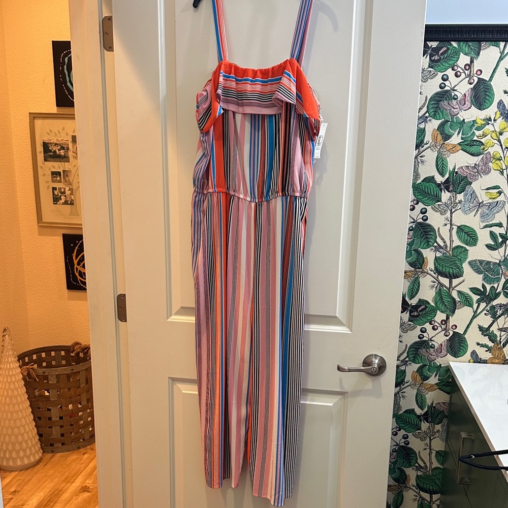 No Boundaries Multicolor Striped Sleeveless Jumpsuit with Adjustable Straps